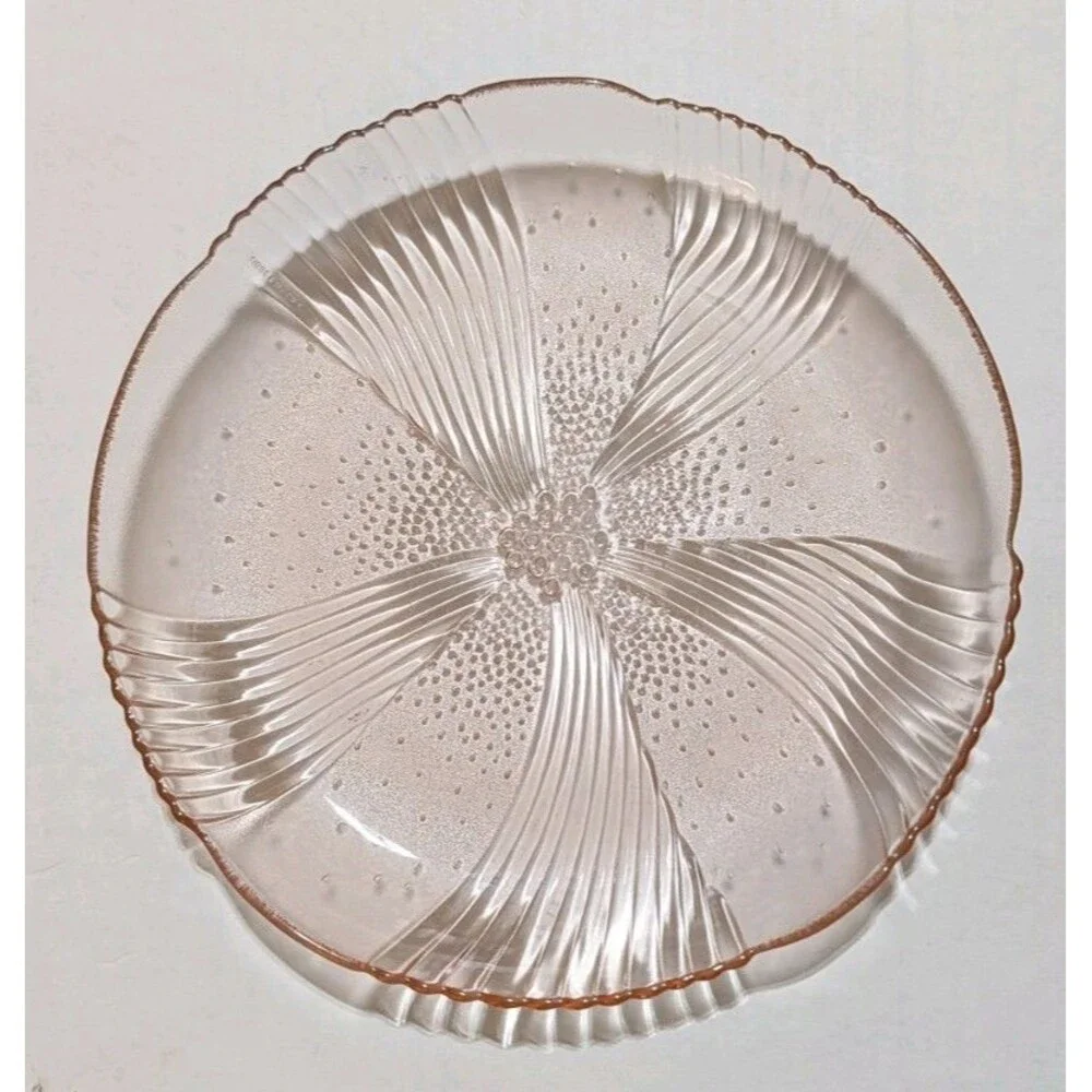 Vintage Libbey Harmony Pink Glass Dinner Plate 9